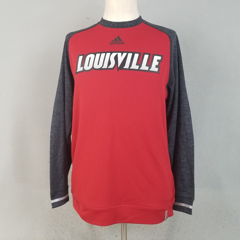Adidas Pullover Men M Red Louisville Cardinals Climawarm 4760A Raglan Sportswear